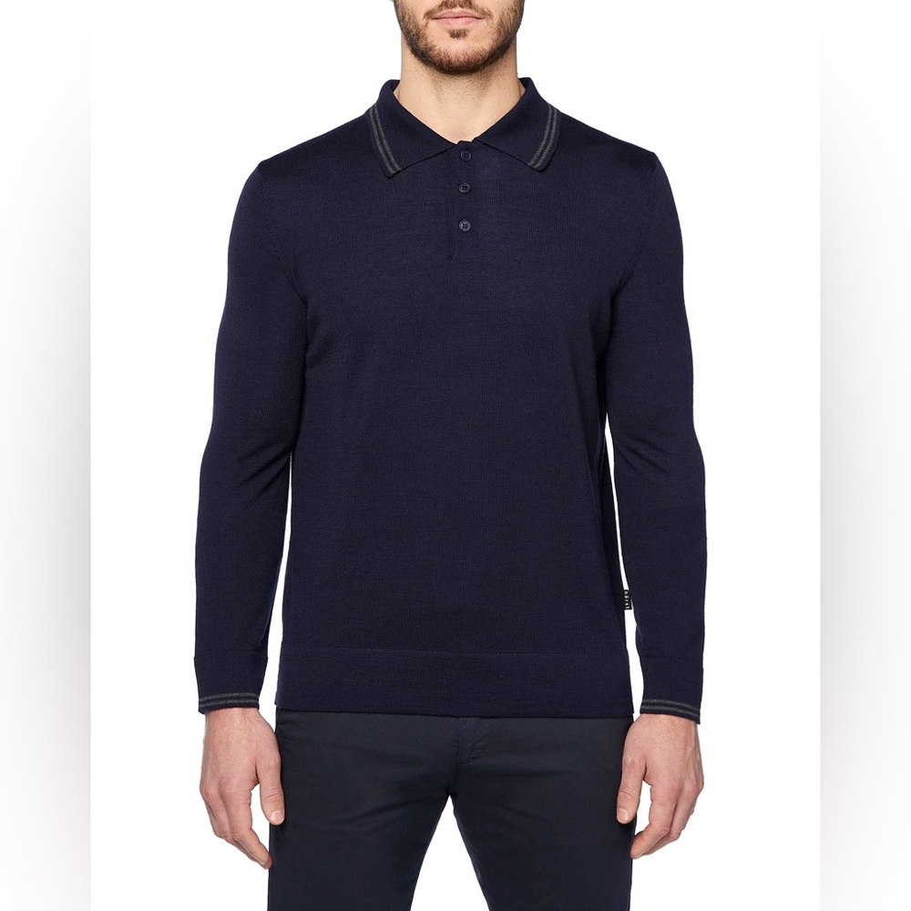 Hörst Grey Long Sleeve Wool Polo sz L